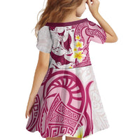 Maori Manta Ray Plumeria Royal Pink Family Matching Long Sleeve Bodycon Dress and Hawaiian Shirt LT01 - Polynesian Pride