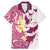 Maori Manta Ray Plumeria Royal Pink Family Matching Mermaid Dress and Hawaiian Shirt