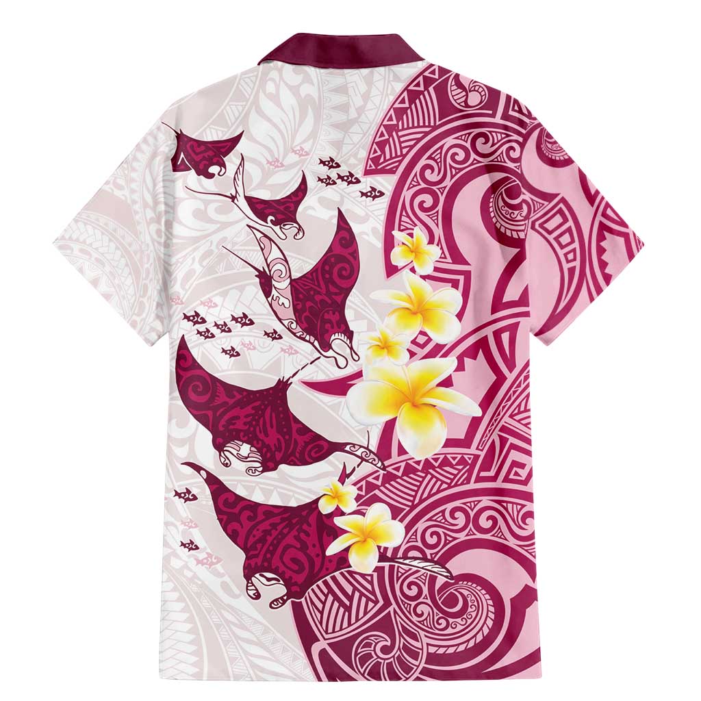 Maori Manta Ray Plumeria Royal Pink Family Matching Mermaid Dress and Hawaiian Shirt
