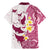 Maori Manta Ray Plumeria Royal Pink Family Matching Mermaid Dress and Hawaiian Shirt