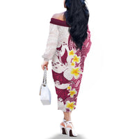 Maori Manta Ray Plumeria Royal Pink Family Matching Off The Shoulder Long Sleeve Dress and Hawaiian Shirt