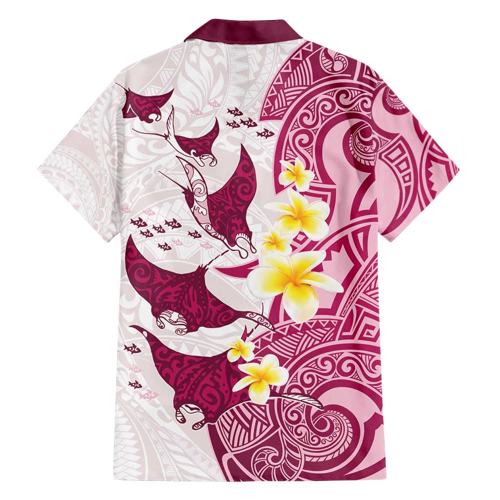 Maori Manta Ray Plumeria Royal Pink Family Matching Summer Maxi Dress and Hawaiian Shirt LT01 - Polynesian Pride