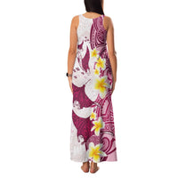 Maori Manta Ray Plumeria Royal Pink Family Matching Tank Maxi Dress and Hawaiian Shirt