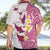 Maori Manta Ray Plumeria Royal Pink Hawaiian Shirt