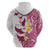 Maori Manta Ray Plumeria Royal Pink Hoodie