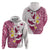 Maori Manta Ray Plumeria Royal Pink Hoodie