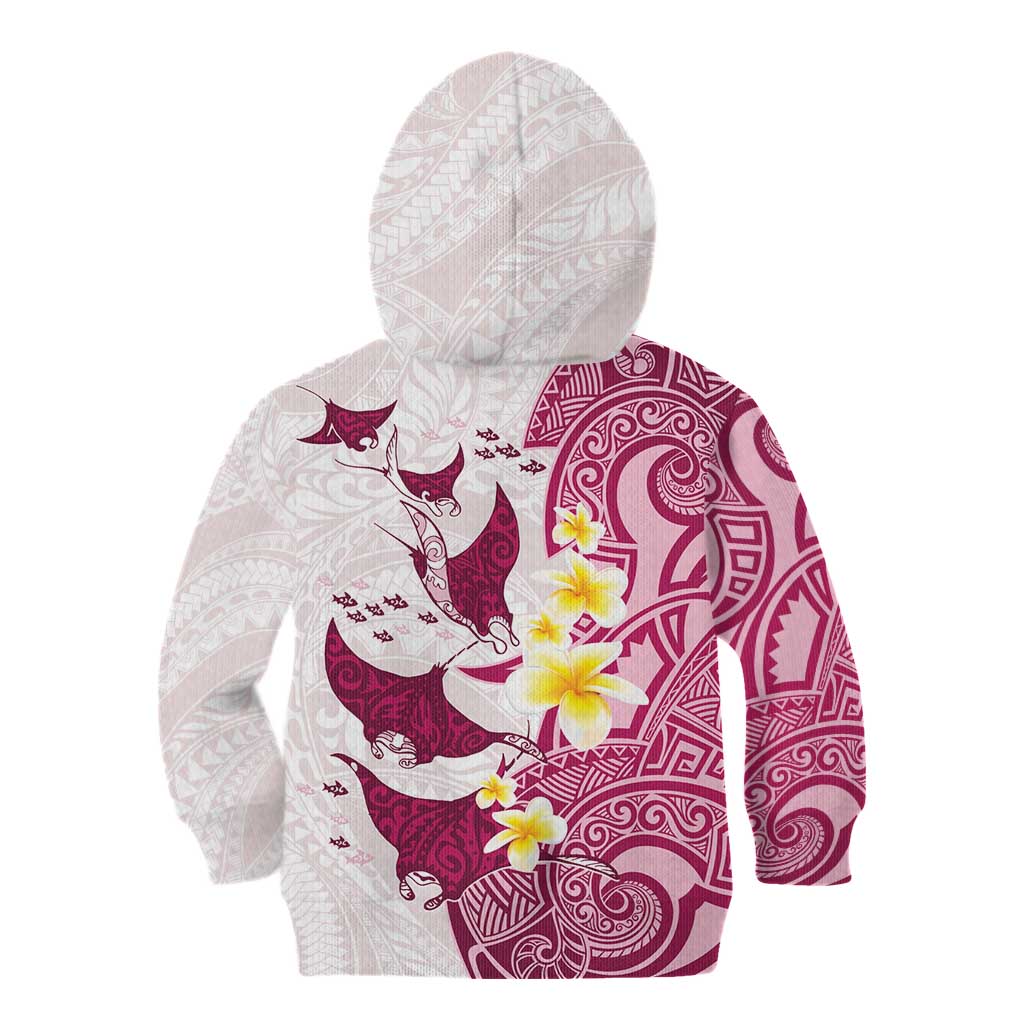 Maori Manta Ray Plumeria Royal Pink Kid Hoodie