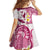 Maori Manta Ray Plumeria Royal Pink Kid Short Sleeve Dress