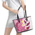 Maori Manta Ray Plumeria Royal Pink Leather Tote Bag