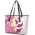 Maori Manta Ray Plumeria Royal Pink Leather Tote Bag