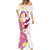 Maori Manta Ray Plumeria Royal Pink Mermaid Dress