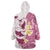 Maori Manta Ray Plumeria Royal Pink Wearable Blanket Hoodie