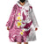 Maori Manta Ray Plumeria Royal Pink Wearable Blanket Hoodie