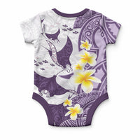 Maori Manta Ray Plumeria Deep Purple Baby Onesie LT01 - Polynesian Pride