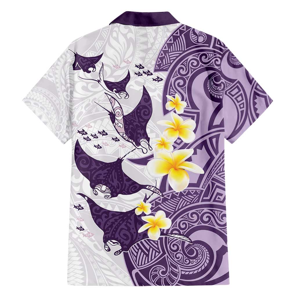 Maori Manta Ray Plumeria Deep Purple Family Matching Long Sleeve Bodycon Dress and Hawaiian Shirt LT01 - Polynesian Pride
