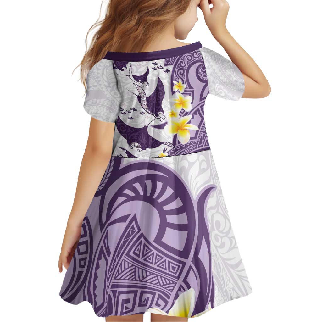 Maori Manta Ray Plumeria Deep Purple Family Matching Off Shoulder Maxi Dress and Hawaiian Shirt LT01 - Polynesian Pride