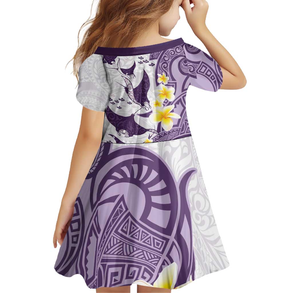 Maori Manta Ray Plumeria Deep Purple Family Matching Puletasi and Hawaiian Shirt