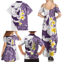 Maori Manta Ray Plumeria Deep Purple Family Matching Summer Maxi Dress and Hawaiian Shirt LT01 - Polynesian Pride
