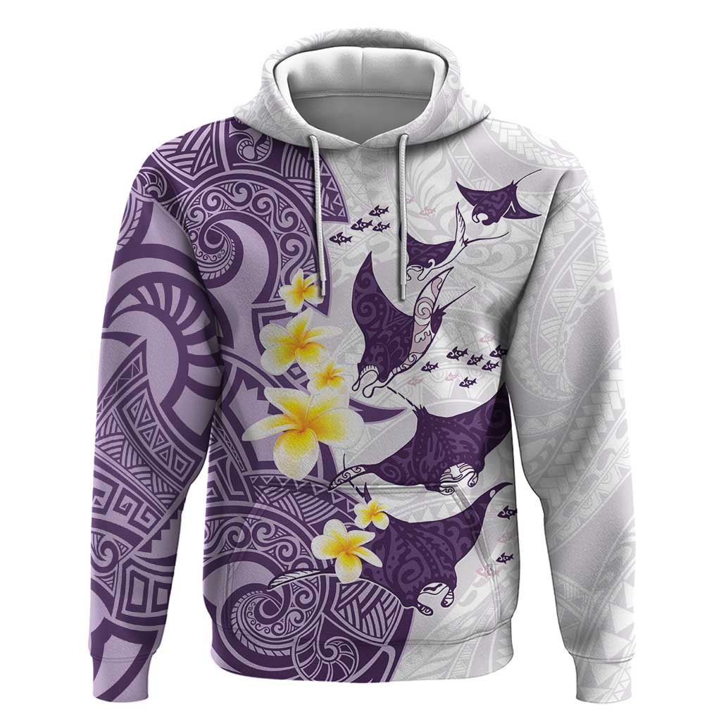 Maori Manta Ray Plumeria Deep Purple Hoodie