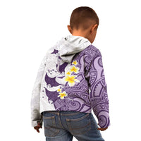 Maori Manta Ray Plumeria Deep Purple Kid Hoodie