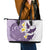 Maori Manta Ray Plumeria Deep Purple Leather Tote Bag