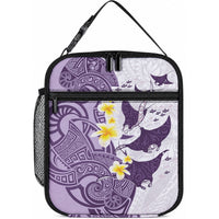 Maori Manta Ray Plumeria Deep Purple Lunch Bag LT01 10.2 × 8.3 × 4.3 inch Purple - Polynesian Pride