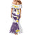 Maori Manta Ray Plumeria Deep Purple Mermaid Dress