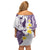 Maori Manta Ray Plumeria Deep Purple Off Shoulder Short Dress