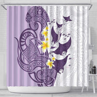 Maori Manta Ray Plumeria Deep Purple Shower Curtain