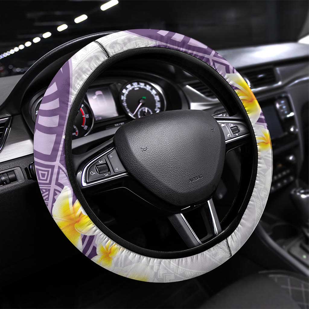 Maori Manta Ray Plumeria Deep Purple Steering Wheel Cover