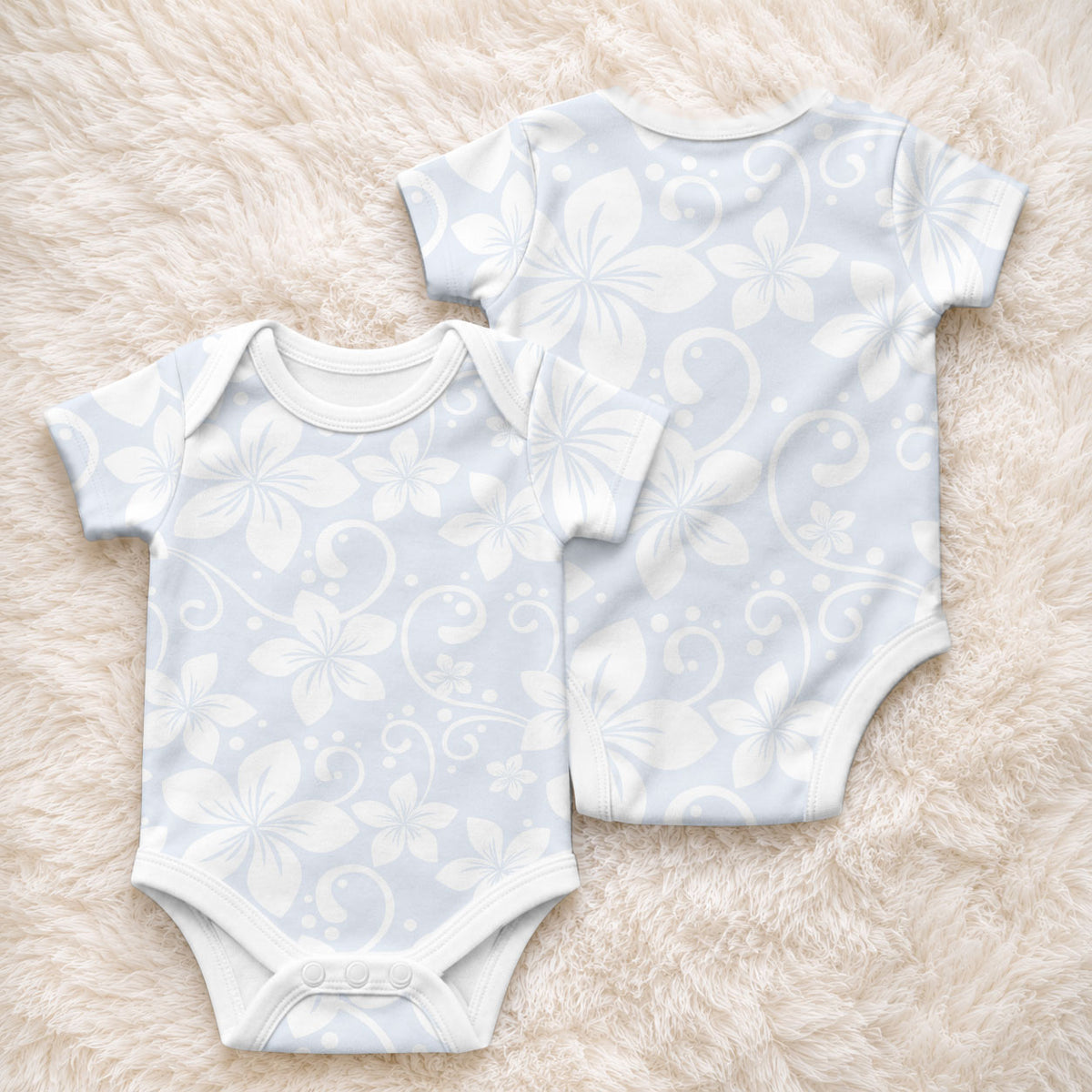 Plumeria Floral White Sunday Baby Onesie LT01 - Polynesian Pride