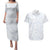 Plumeria Floral White Sunday Couples Matching Puletasi and Hawaiian Shirt
