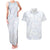 Plumeria Floral White Sunday Couples Matching Tank Maxi Dress and Hawaiian Shirt