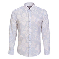 Plumeria Floral White Sunday Family Matching Mermaid Dress and Hawaiian Shirt LT01 Dad's Shirt - Long Sleeve White - Polynesian Pride