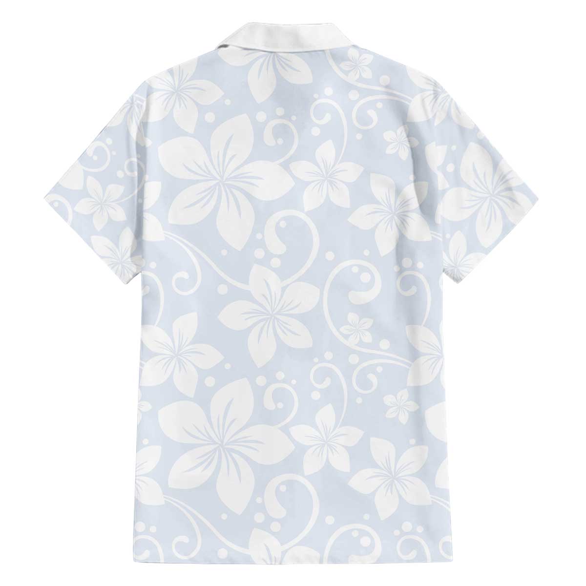 Plumeria Floral White Sunday Family Matching Off Shoulder Short Dress and Hawaiian Shirt