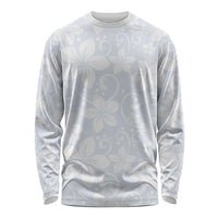 Plumeria Floral White Sunday Long Sleeve Shirt