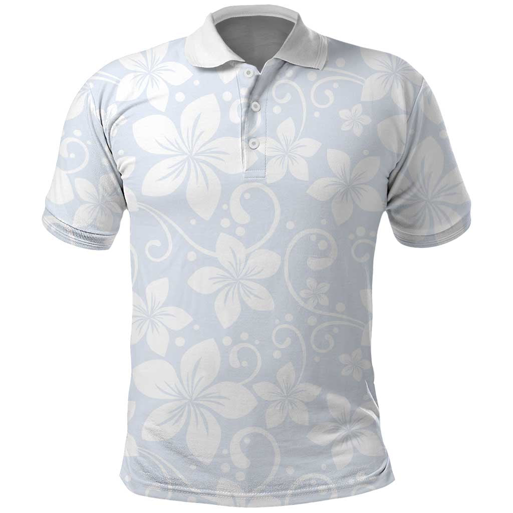 Plumeria Floral White Sunday Polo Shirt