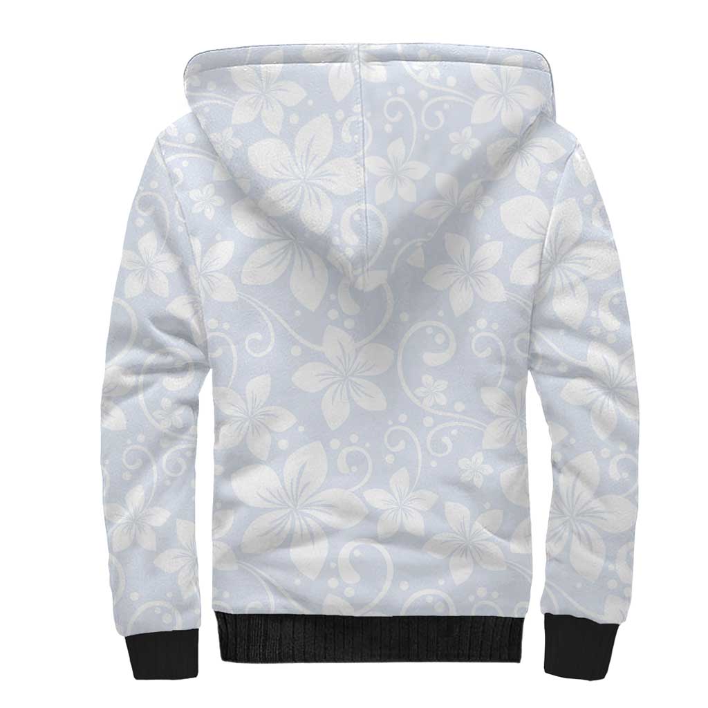 Plumeria Floral White Sunday Sherpa Hoodie