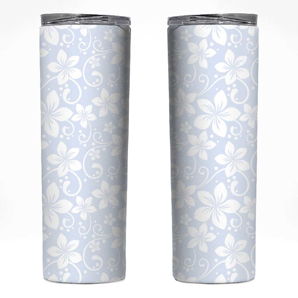 Plumeria Floral White Sunday Skinny Tumbler