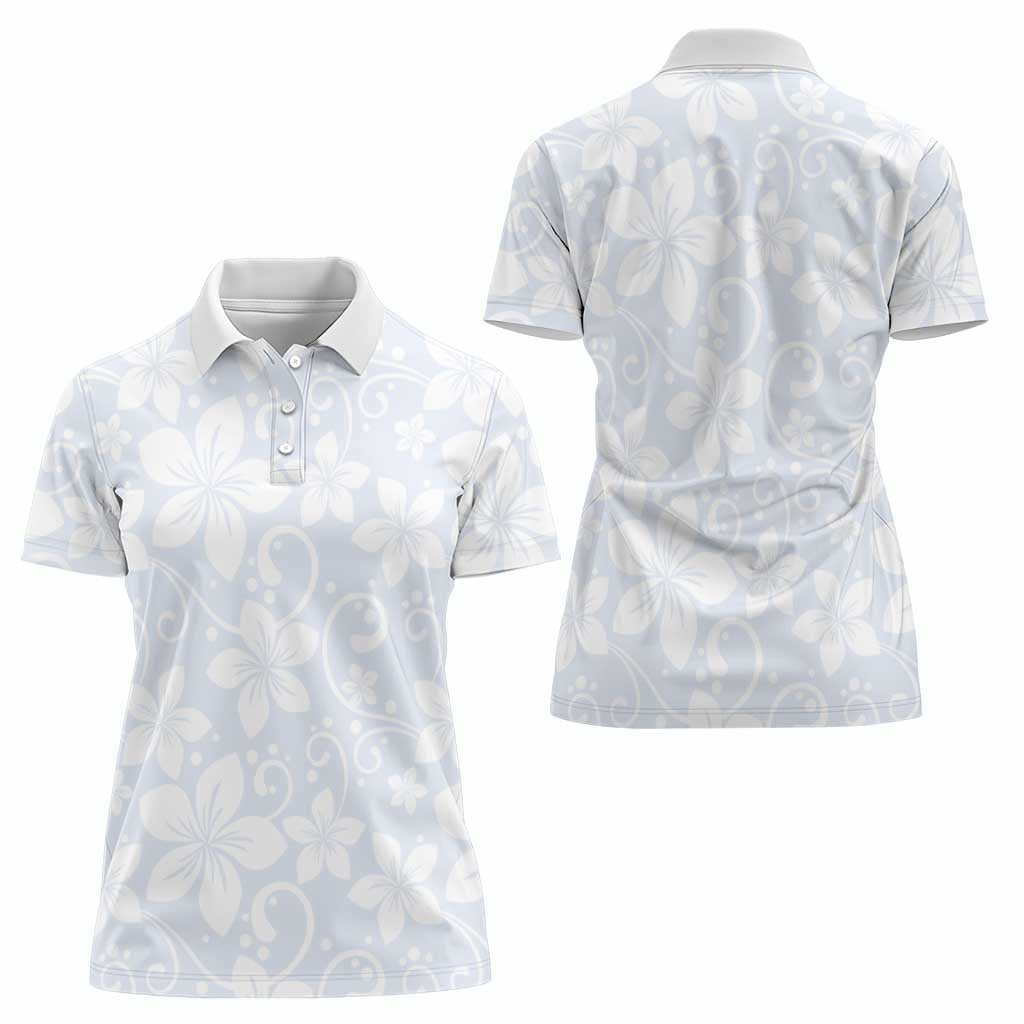 Plumeria Floral White Sunday Women Polo Shirt