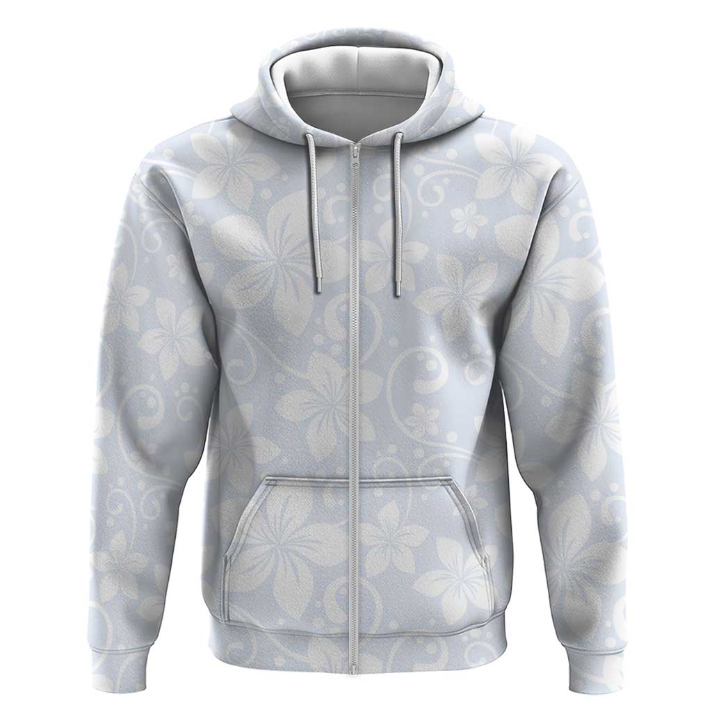 Plumeria Floral White Sunday Zip Hoodie LT01 Zip Hoodie White - Polynesian Pride
