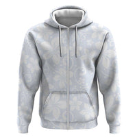 Plumeria Floral White Sunday Zip Hoodie LT01 Zip Hoodie White - Polynesian Pride
