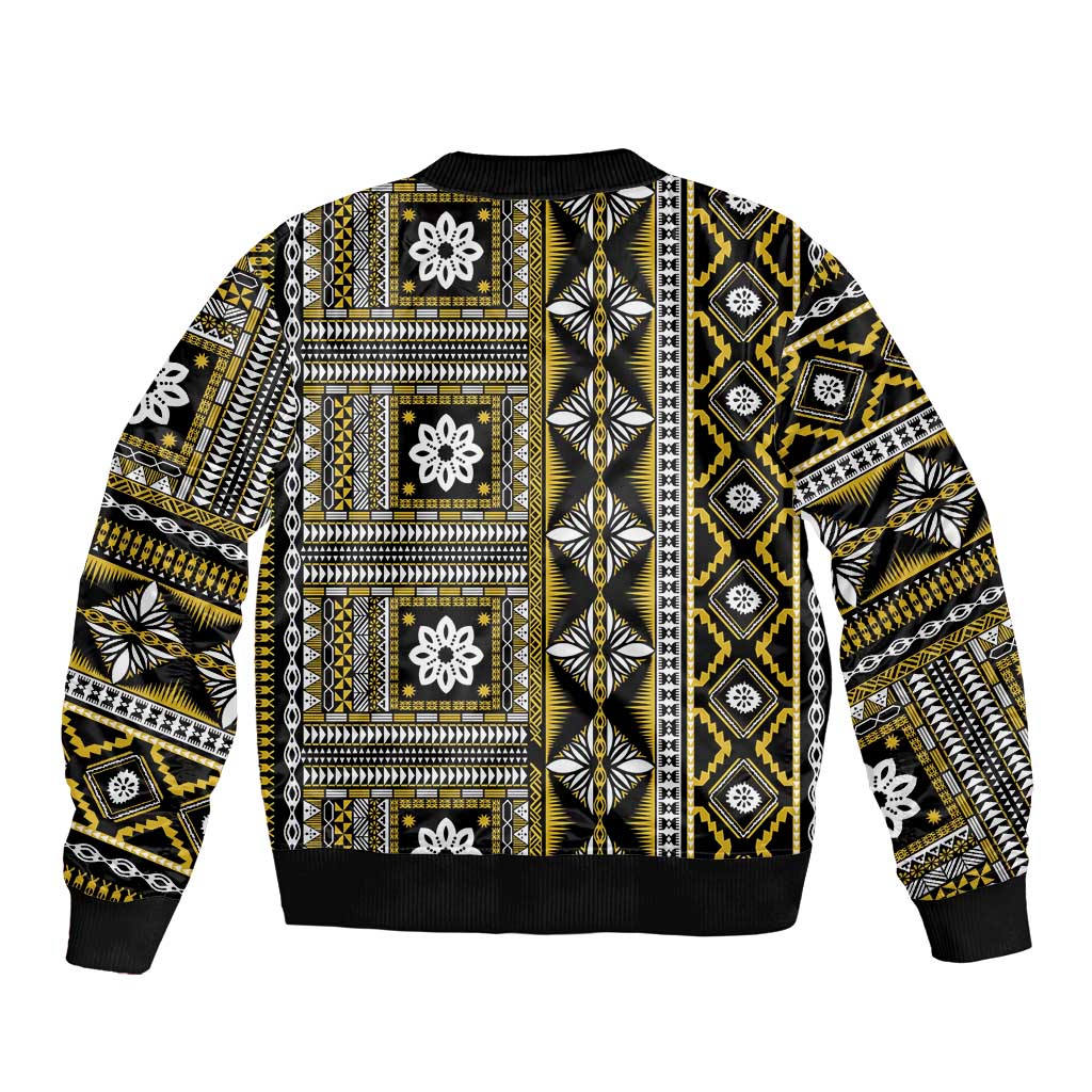 Fiji Masi Tapa Pattern Yellow Bomber Jacket - Polynesian Pride