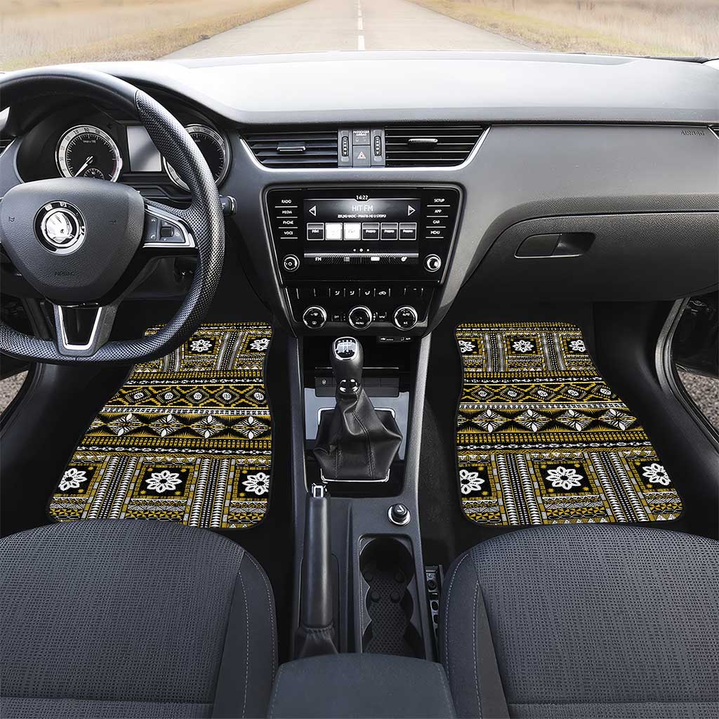 Fiji Masi Tapa Pattern Yellow Car Mats - Polynesian Pride