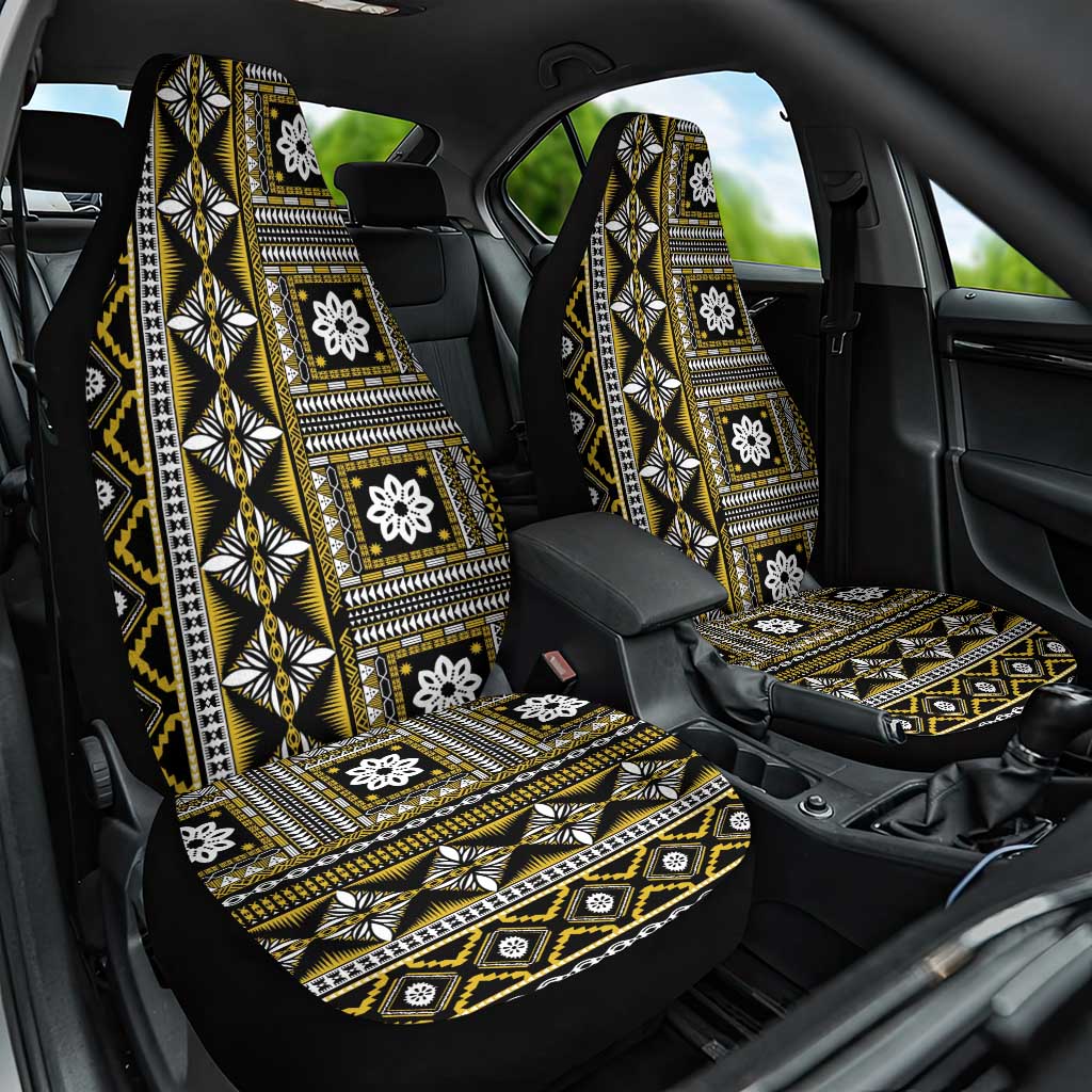 Fiji Masi Tapa Pattern Yellow Car Seat Cover - Polynesian Pride