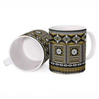 Fiji Masi Tapa Pattern Yellow Ceramic Mug - Polynesian Pride