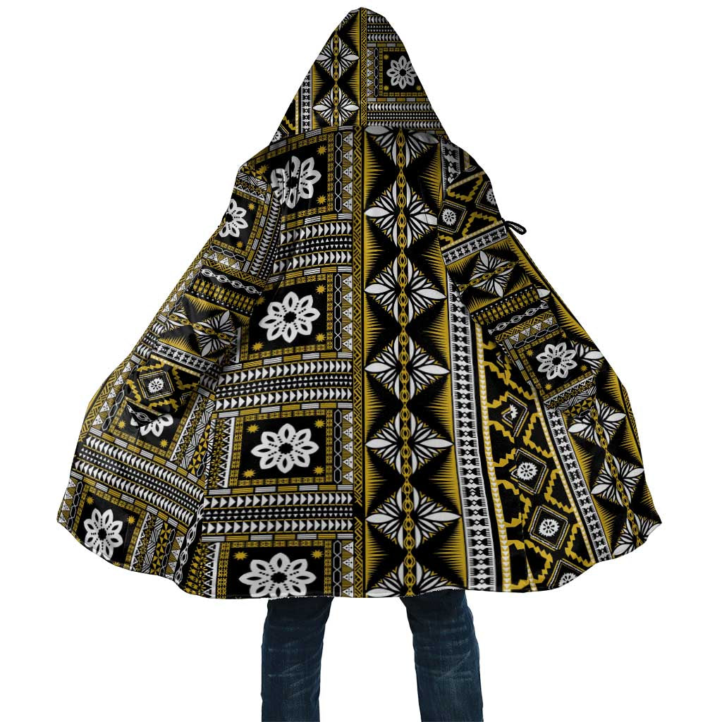 Fiji Masi Tapa Pattern Yellow Cloak - Polynesian Pride