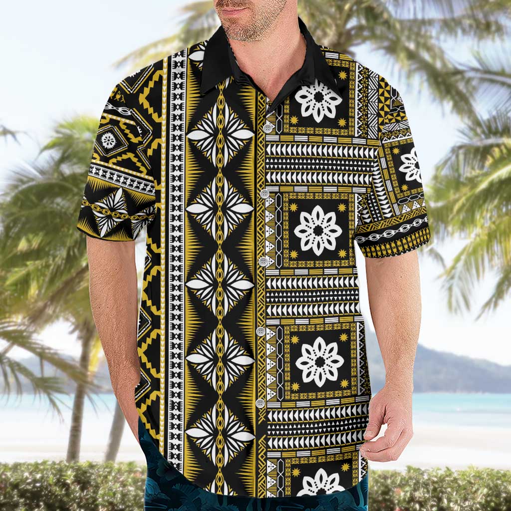 Fiji Masi Tapa Pattern Yellow Hawaiian Shirt - Polynesian Pride