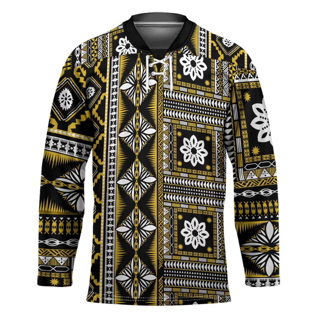 Fiji Masi Tapa Pattern Yellow Hockey Jersey - Polynesian Pride