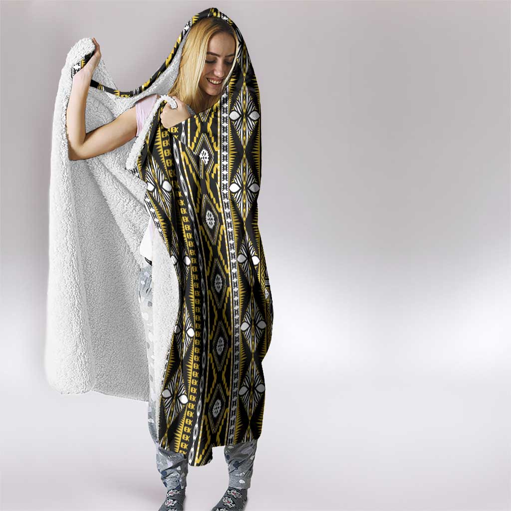 Fiji Masi Tapa Pattern Yellow Hooded Blanket - Polynesian Pride